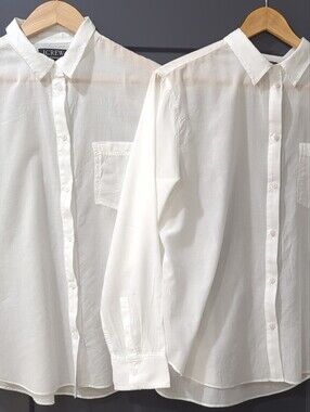 TWO J.Crew White Button-Down Garcon Classic Fit Cotton Shirts Women's 10